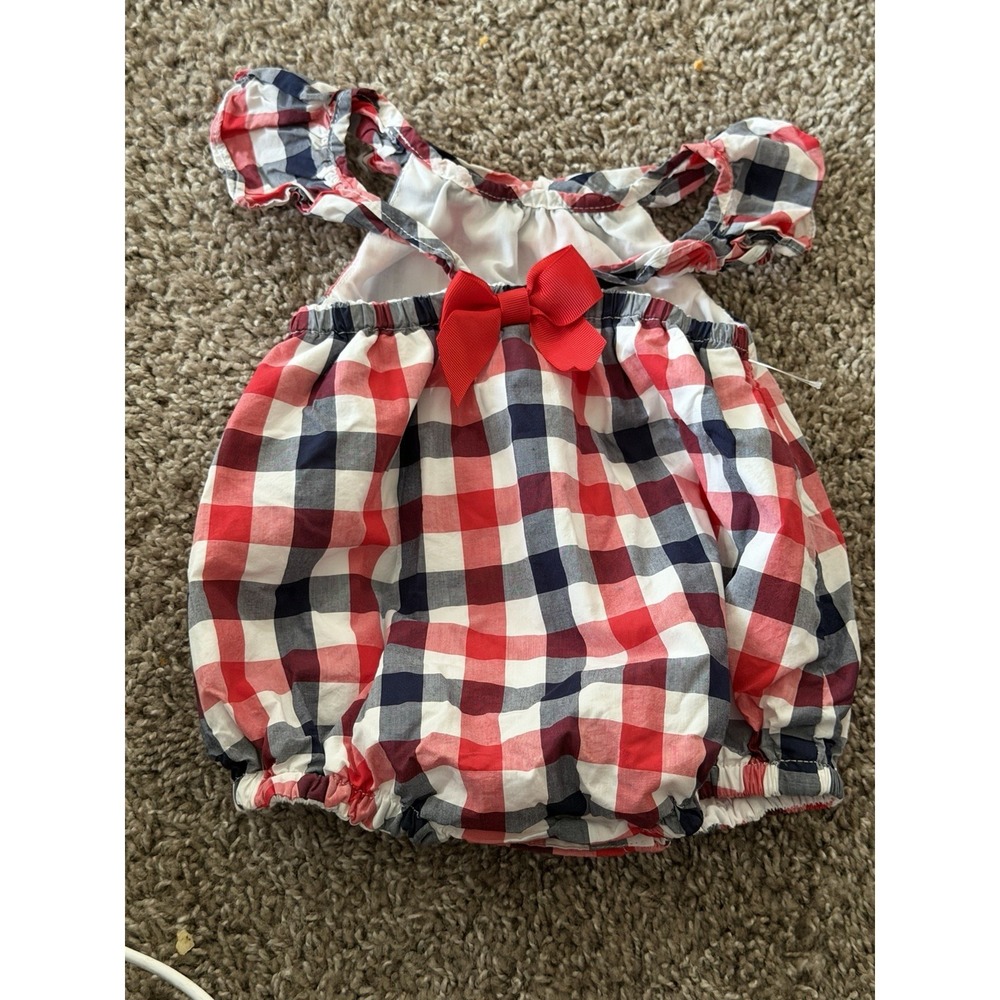 Tommy Bahama‎ July 4th Red & White Check Romper 3/6 months A1-0086
